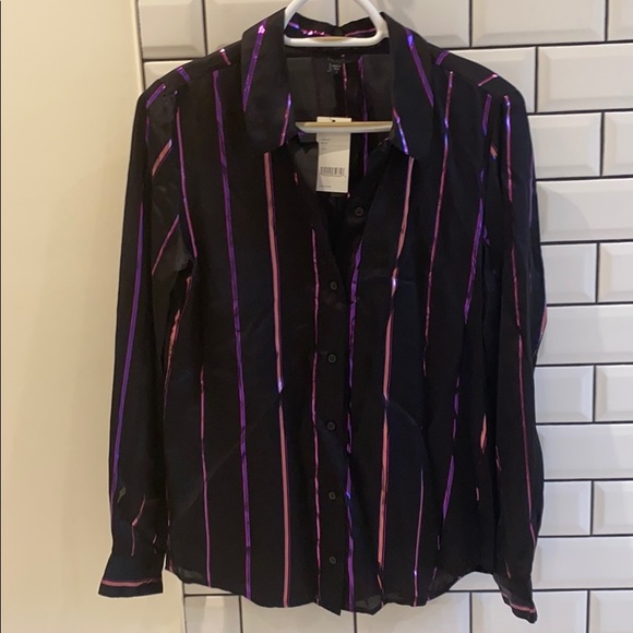 J Brand "Elena" shirt with metallic stripes. - Picture 6 of 10